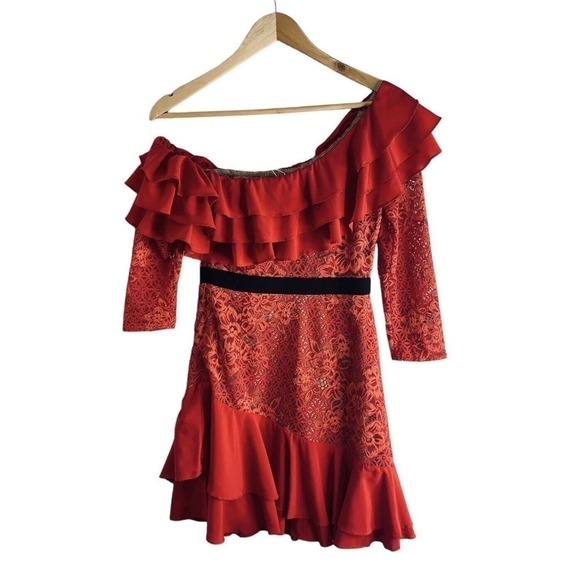 For Love & Lemons Chianti Off Shoulder Ruffle Dress Womens Size Small NWT $308 - Picture 9 of 11